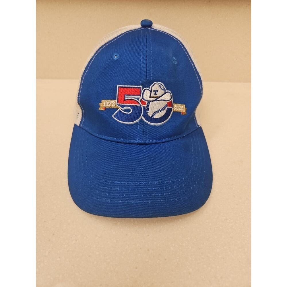 Texas Rangers 50th Anniversary Snapback Trucker Hat Cap 72-22 Globe Life MLB